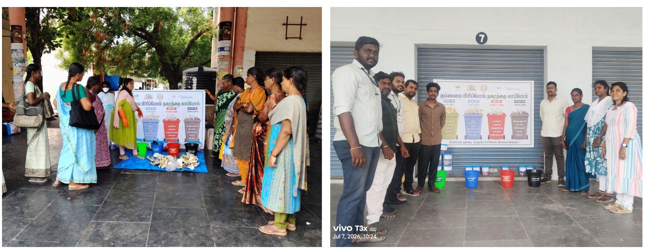 Waste segregation awareness drives at Rajapalayam bus stands